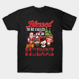 Blessed To Be Called Niece Christmas Buffalo Plaid Truck T-Shirt
